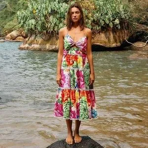 skull halter dress Women's Skull Red Floral Wrap Belted Halter Dress – Everything Skull  Clothing Merchandise and Accessories main image 0